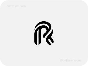 Cultmark professional R letter monogram, clean black and white geometric icon for corporate identity, luxury branding, and real estate.