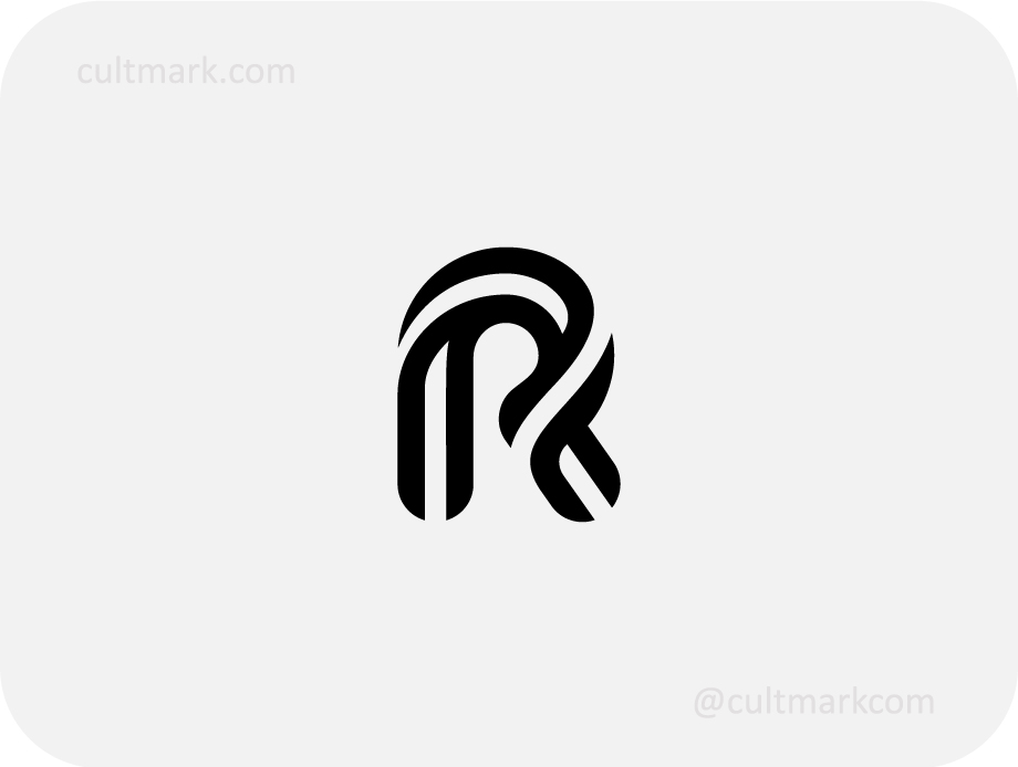 Cultmark professional R letter monogram, clean black and white geometric icon for corporate identity, luxury branding, and real estate.