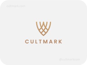 Cultmark Abstract Lines logo, minimalist gold line-art symbol of intersecting geometric shapes for consulting, luxury, or architectural business identity on light background.