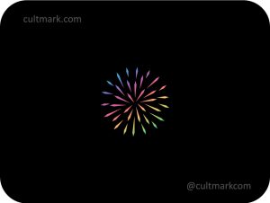Cultmark Abstract Firework Spark logo, colorful rainbow radial burst symbol for event planning, creative agency, or entertainment business identity on black background.
