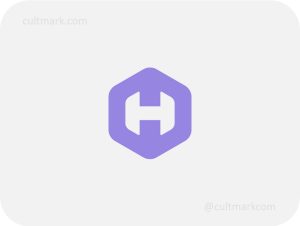 Cultmark Geometric Hexagon H logo, minimalist lavender symbol of a letter H within a hexagonal shape for tech startup, crypto, or software business identity on light background.