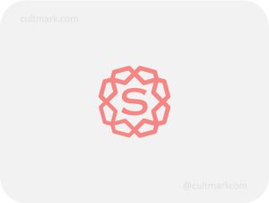 Cultmark Geometric S Ornament logo, modern pink monoline vector symbol of a star-shaped geometric frame and letter S for jewelry, boutique, or luxury business identity.