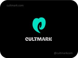 Cultmark Organic Dental Care logo, modern turquoise teal vector symbol of a tooth and leaf for holistic clinic, eco-friendly orthodontics, or natural oral wellness business identity.