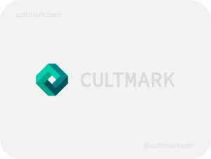 Cultmark Geometric Infinite Square logo, modern emerald gradient vector symbol of an interlocking rhombus for tech, finance, or architecture business identity on light background.
