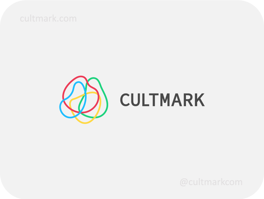 Cultmark Abstract Colorful logo, vibrant multi-color vector symbol of intertwined fluid lines for creative agency, education, or tech business identity on light background.