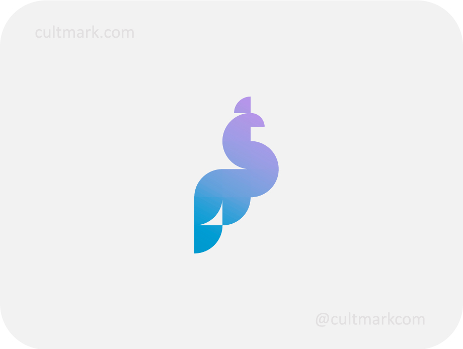 Cultmark Geometric Bird logo, modern blue and purple gradient vector symbol for tech, travel, or creative business identity on light background.