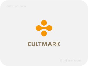 Cultmark Abstract Balance logo, vibrant orange vector symbol with symmetric rounded shapes representing stability and harmony for wellness or tech business identity.