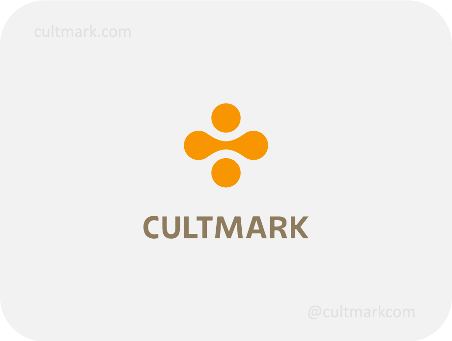 Cultmark Abstract Balance logo, vibrant orange vector symbol with symmetric rounded shapes representing stability and harmony for wellness or tech business identity.