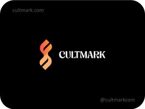 Cultmark Infinity Flame logo, orange gradient vector symbol with intertwining shapes representing DNA helix and fire for biotech or energy business identity.