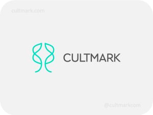 Cultmark Minimalist Tree Brain logo, teal vector symbol of a tree and brain representing mental growth and intellectual potential for education or wellness business.