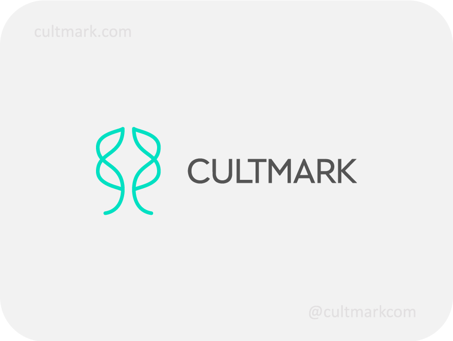 Cultmark Minimalist Tree Brain logo, teal vector symbol of a tree and brain representing mental growth and intellectual potential for education or wellness business.