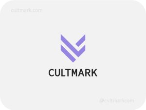 Cultmark Geometric Bird logo, lavender vector symbol made of chevron shapes representing modular architecture and digital transformation for tech business identity.