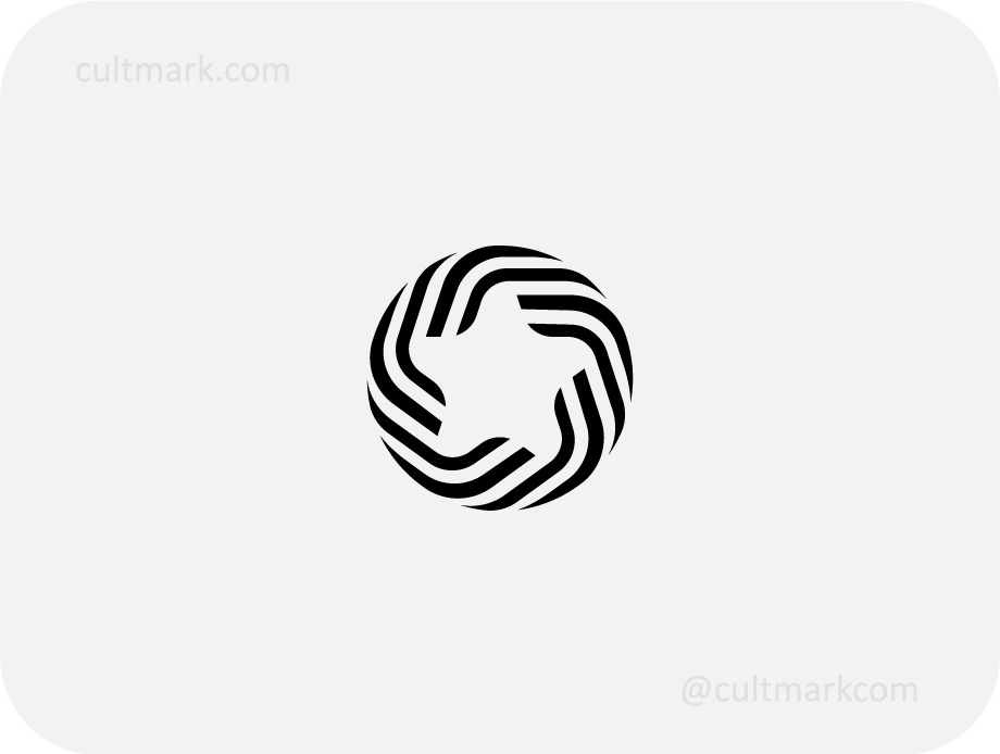 Cultmark back and white star logo with dynamic circular lines, professional award and achievement icon.