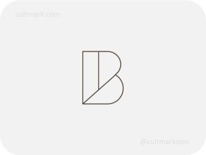 Cultmark Geometric B Letter logo, brown minimalist line-art vector symbol of the letter B representing structural precision and modern identity for tech or fashion business.