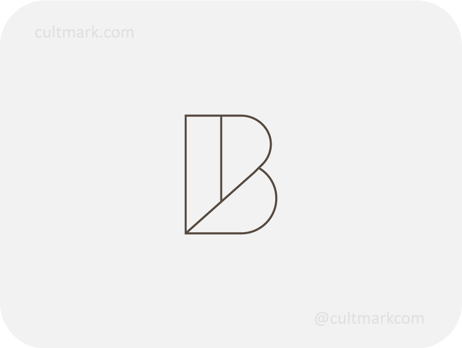Cultmark Geometric B Letter logo, brown minimalist line-art vector symbol of the letter B representing structural precision and modern identity for tech or fashion business.