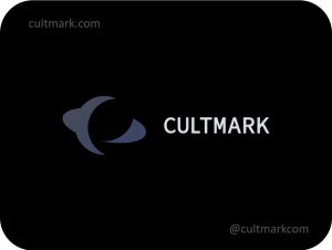 Cultmark Planet Orbit logo, dark slate blue vector symbol of a planet with an orbital ring representing global connectivity and aerospace innovation for tech or logistics business identity.