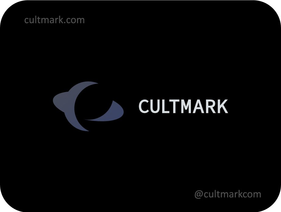 Cultmark Planet Orbit logo, dark slate blue vector symbol of a planet with an orbital ring representing global connectivity and aerospace innovation for tech or logistics business identity.