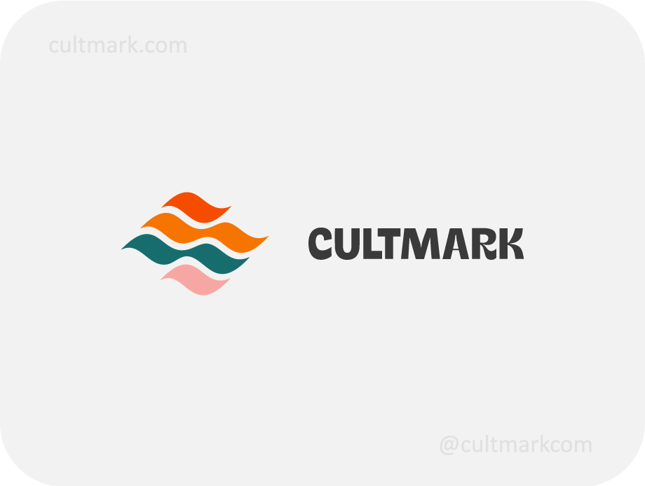 Cultmark Layered Waves logo, colorful vector symbol of stacked wavy shapes representing fluid motion and environmental harmony for travel or creative business identity.
