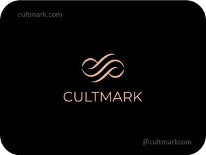 Cultmark Infinity P and S Monogram, rose gold minimalist vector symbol combining letters P and S in a fluid motion representing premium quality and synergy for luxury or consulting business.