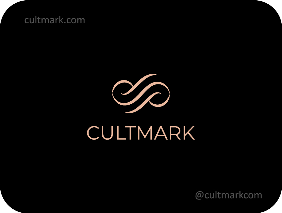 Cultmark Infinity P and S Monogram, rose gold minimalist vector symbol combining letters P and S in a fluid motion representing premium quality and synergy for luxury or consulting business.