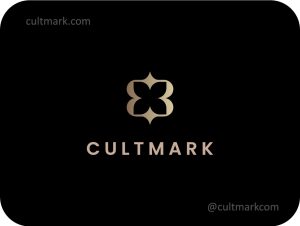 Cultmark Golden Ornament Flower logo, elegant gold gradient vector symbol of a symmetrical flower representing luxury and premium quality for beauty or jewelry business identity.