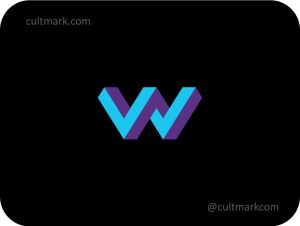 Cultmark Isometric W Letter logo, cyan and purple 3D vector symbol representing digital infrastructure and structural growth for tech or engineering business identity.