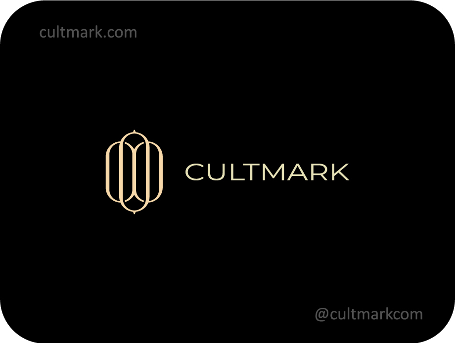 Cultmark Abstract Premium logo, elegant gold vector symbol of interlocking arched lines representing structural balance and luxury for high-end or boutique business identity.