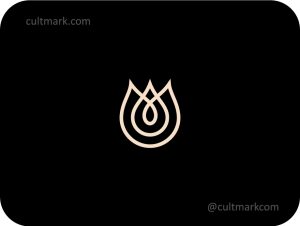 Cutmark minimalist tulip bud logo, elegant line art flower icon for luxury spa, boutique hotel, and beauty branding.