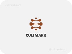 Cultmark Abstract DNA Helix logo, brown vector symbol of interconnected horizontal nodes representing biological evolution and genetic research for science or organic business identity.