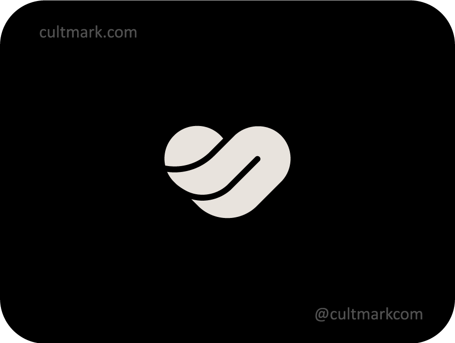 Cultmark Fluid Heart Line logo, beige line-art vector symbol of a stylized heart representing empathy and holistic wellness for premium beauty or healthcare business identity.