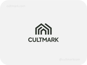 Cultmark Geometric House Line logo, dark green vector symbol of nested house shapes representing architectural precision and construction for real estate or design business identity.