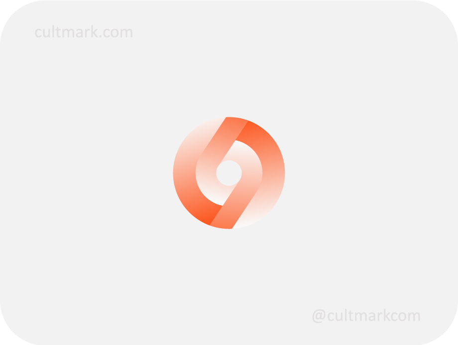 Cultmark Dynamic Vortex logo, orange gradient vector symbol of interlocking segments representing rotation and innovation for photography or tech business identity.