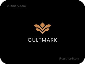 Cultmark Luxury Flower Ornament logo, elegant gold symmetrical vector symbol representing premium quality and organic growth for beauty or wellness business identity.
