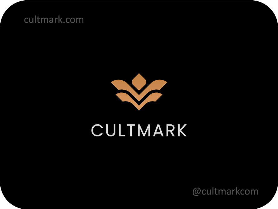 Cultmark Luxury Flower Ornament logo, elegant gold symmetrical vector symbol representing premium quality and organic growth for beauty or wellness business identity.