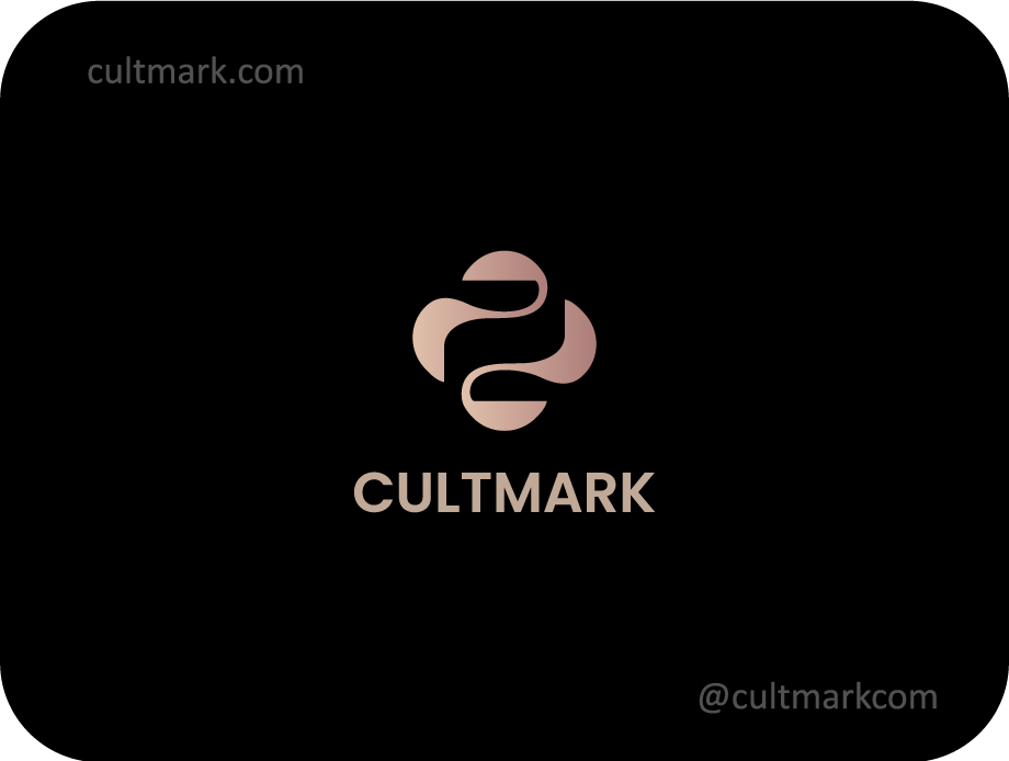 Cultmark Smart Health Plus logo, rose-gold vector symbol of a stylized smartphone silhouette with an integrated medical cross representing digital health and mobile tech business identity.