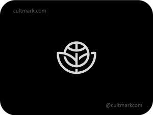 Cultmark Global Plant logo design, minimalist line art globe and plant symbol for sustainability, eco-friendly, or environmental business identity.