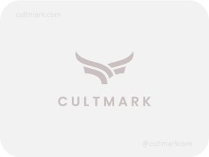 Cultmark Modern Bull Bird logo, minimalist geometric symbol combining bull horns and bird wings for finance, logistics, or security business identity.