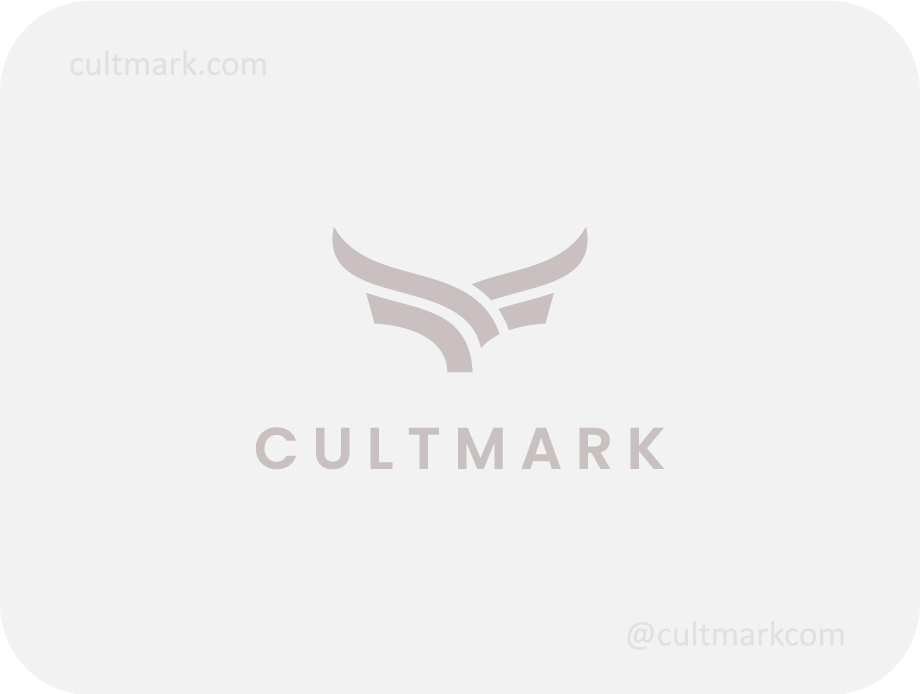 Cultmark Modern Bull Bird logo, minimalist geometric symbol combining bull horns and bird wings for finance, logistics, or security business identity.