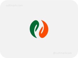 Cultmark Leaves Cycle logo, minimalist symbol of interlocking leaves and supporting hands for eco-friendly, healthcare, or community business identity.