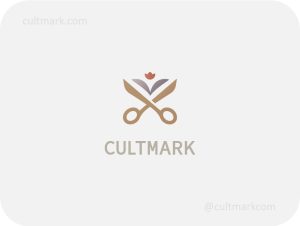Minimalist floral scissors logo for beauty and fashion brands by Cultmark.