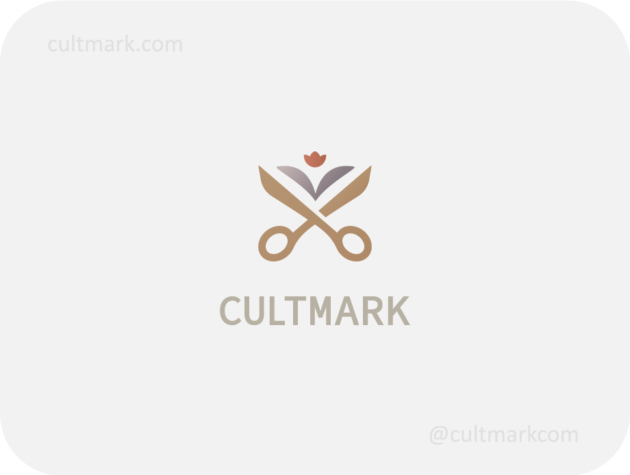 Minimalist floral scissors logo for beauty and fashion brands by Cultmark.