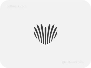 Cultmark Heart Lines logo, minimalist black heart symbol formed by organic vertical strokes for wellness, health, or lifestyle business identity on light background.