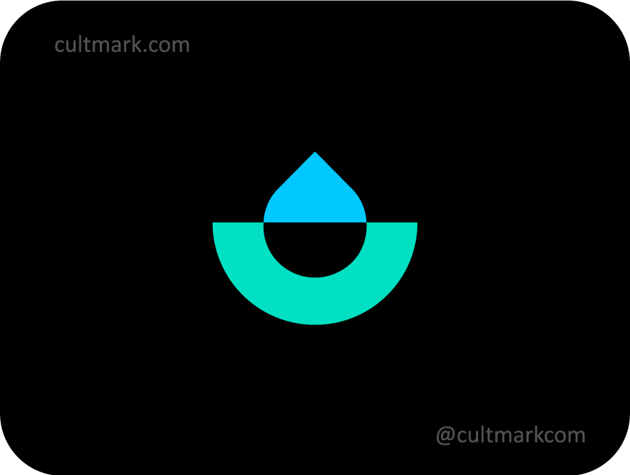 Cultmark pure aqua monogram, elegant water drop icon for premium skincare, hydration, and wellness branding.