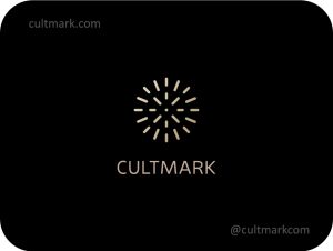 Cultmark Golden Firework Celebration logo, minimalist vector symbol of a festive burst representing joy and creativity for event planning or tech business identity.
