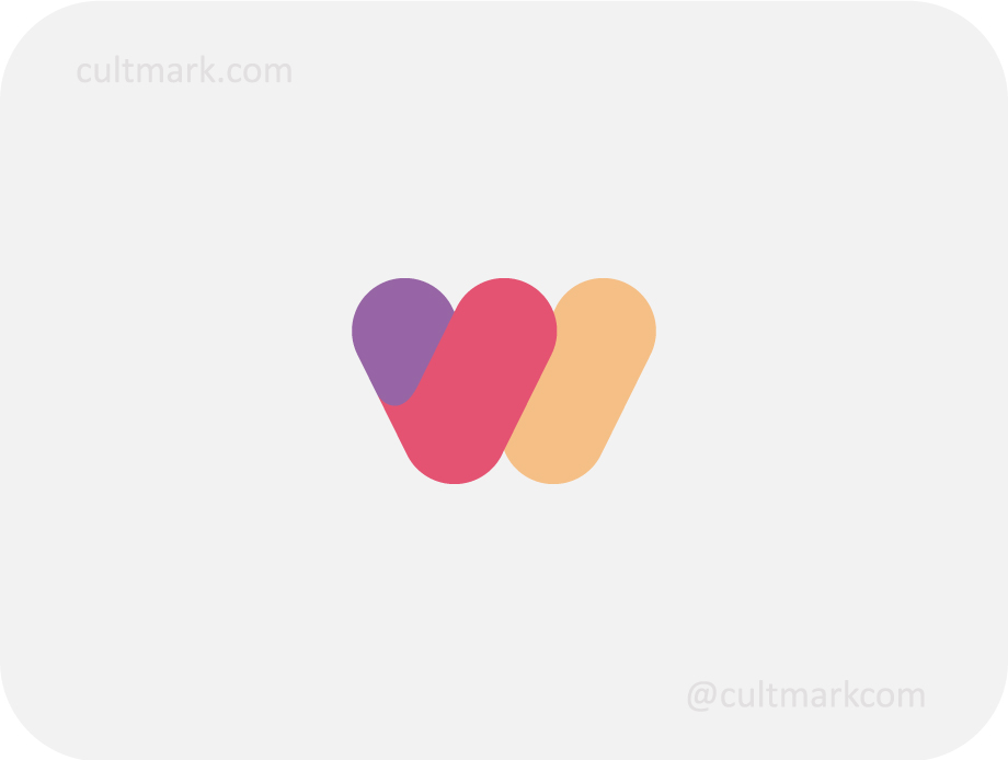 Cultmark Fluid Letter W logo, warm-toned vector monogram with rounded shapes representing innovation and friendly brand identity for tech or lifestyle business.