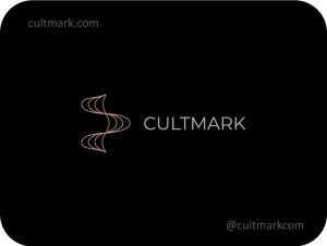 Cultmark Aesthetic Waves logo, elegant rose-toned vector symbol with flowing interconnected lines representing natural harmony and premium quality for luxury or wellness business identity.