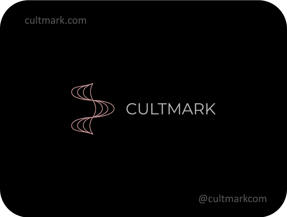 Cultmark Aesthetic Waves logo, elegant rose-toned vector symbol with flowing interconnected lines representing natural harmony and premium quality for luxury or wellness business identity.