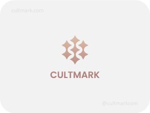 Cultmark Geometric Star Lattice logo, elegant beige-pink vector symbol of interconnected stars representing premium wellness and architectural symmetry.