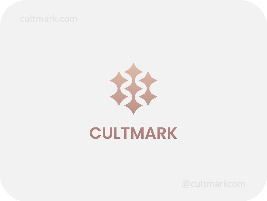 Cultmark Geometric Star Lattice logo, elegant beige-pink vector symbol of interconnected stars representing premium wellness and architectural symmetry.