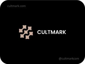 Cultmark Abstract Stars logo, minimalist beige vector symbol of interconnected star-shaped geometric elements representing inspiration and premium brand identity.